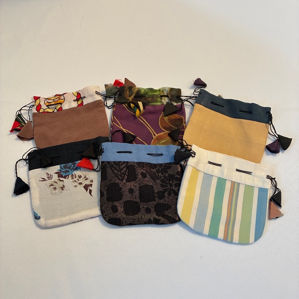 Chico's Jewelry Storage Travel Bag Drawstring Pouch Mixed Materials Set of 6